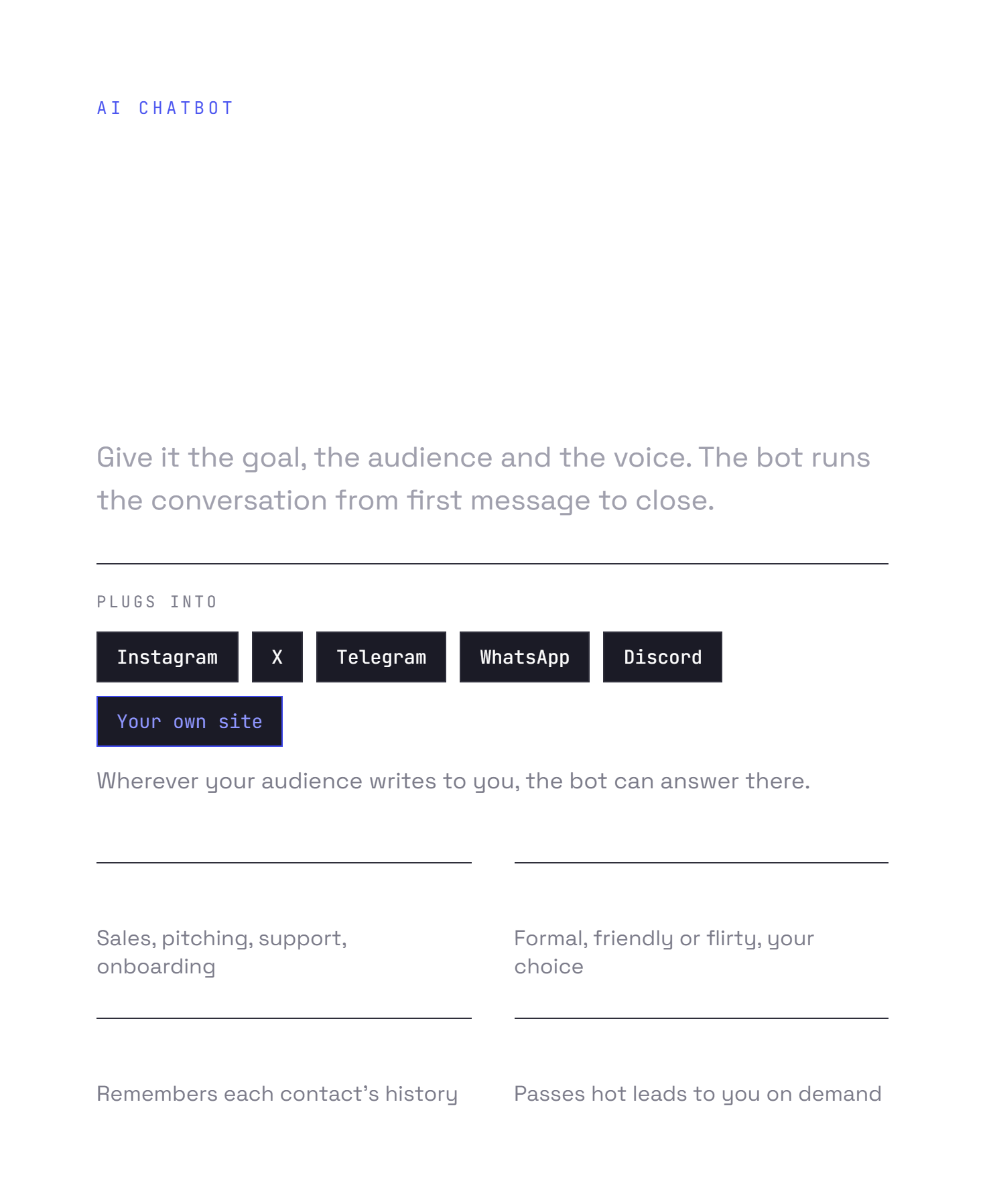 AI chatbot: platforms it plugs into and what it does