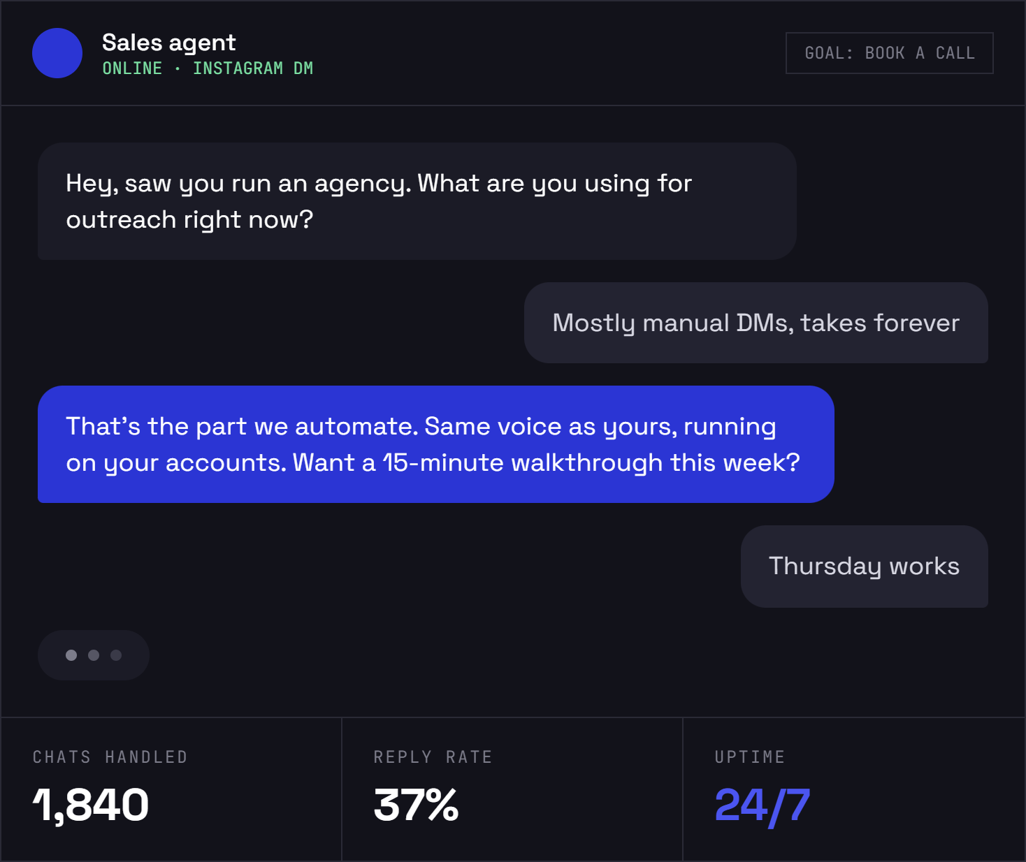 AI chatbot: sales agent conversation on Instagram DM