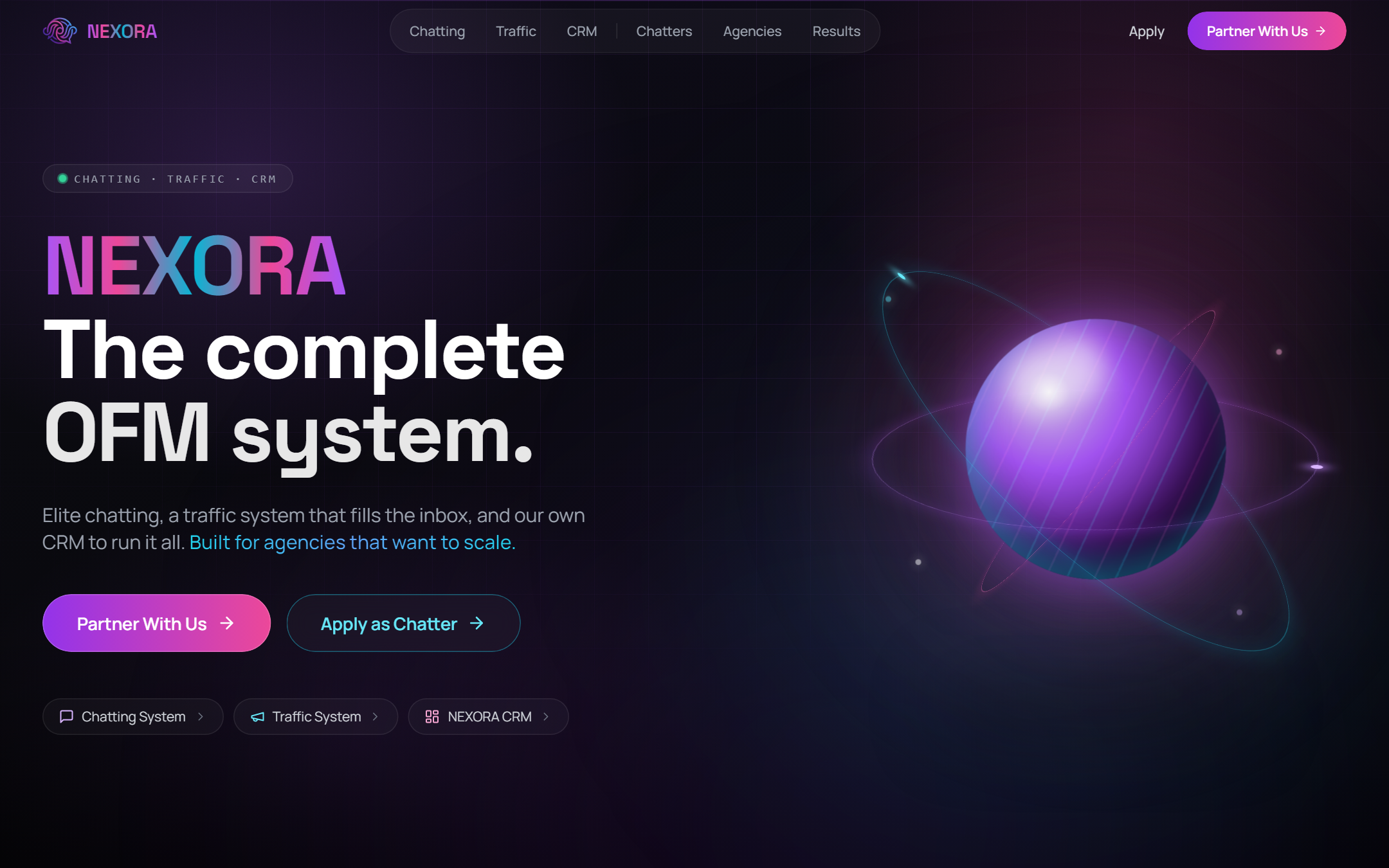 NEXORA OFM WEBSITE hero